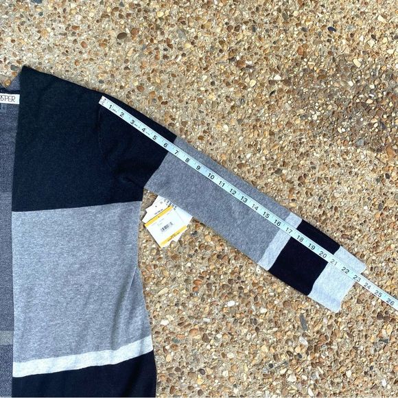 NWT Kasper Color Block Open Front Oversized Grey Gray Combo Cardigan Size S - Picture 9 of 11